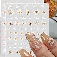 6 Sheets White Flower Nail Stickers for Nail Art 3D Self Adhesive Nail Decals Cute Flowers 5D Semi-transparent Nail Designs Floral Spring Summer Nail Sticker for Acrylic Nails DIY Decorations Supplies