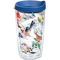 Tervis Watercolor Songbirds Made in USA Double Walled Insulated Tumbler Cup Keeps Drinks Cold & Hot, 16oz, Clear