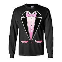 Pink Tuxedo Long Sleeve Novelty T-Shirt Funny Party Wedding Humor Birthday Tux