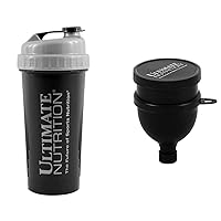 Ultimate Nutrition Filtered Shaker Bottle and Triple Layer Funnel with Capsule and Powder Organizer