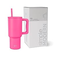30 oz Tumbler with Handle and Straw Lid | Insulated Cup Reusable Stainless Steel Water Bottle Travel Mug Cupholder Friendly | Gifts for Women Him Her | Trek Collection | Raspberry Vibes