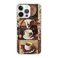 Coffee Collage Printed Phone Case for iPhone 14 Pro Cases 6.1 Inch Clear Shockproof Phone Cover,Not Yellowing,Wireless Fast Charging