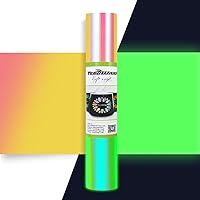 TECKWRAP Glow in The Dark Chrome Adhesive Vinyl, Opal Peach Yellow Pink to Green, 1ft x 5ft for Craft Cutter Sign Plotter Decals Scrapbook Lettering DIY Decorations