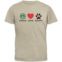 Peace Love Adopt Sand Adult T-Shirt