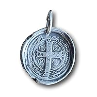 Rosa Mystica Sterling Silver St Benedict Cross Wax Seal Pendant