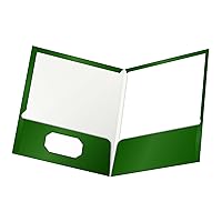 Oxford Laminated Twin-Pocket Folders, Letter Size, Green, Holds 100 Sheets, Box of 25 (51717)