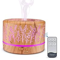 500ml Essential Oil Diffuser, Premium Aromatherapy Diffuser Humidifier with Timer and Auto-Off Safety Switch, 7 Colors Lights, Ultrasonic Cool Mist Diffuser for Home Office Room