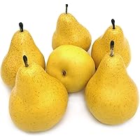 12pcs Fake Pears Artificial Fruits Vivid Yellow Pear for Home Fruit Shop Supermarket Desk Office Restaurant Decorations Or Props (Yellow)