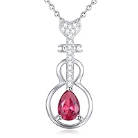 Violin & Heart Shape Pendant Necklace Ruby Necklace