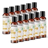Everyone 3-in-1 Soap Body Wash, Bubble Bath, Shampoo, Travel Size, 2 Ounce (Pack of 12), Coconut and Lemon, Coconut Cleanser with Plant Extracts and Pure Essential Oils