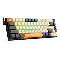 Redragon 60% Mechanical Gaming Keyboard, 68 Keys Wired Office RGB Keyboard with Arrow Keys, Programmable Macro, Red Switches for Windows Mac PC Laptop, Black/Beige/Orange