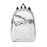 Pine on Mountain Slope Printed Canvas Backpack Laptop Backpack Large Capacity Bag for Travel Office
