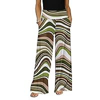 Women's Wide Leg Pants with Pocket w/an Abstract Design