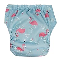 Hybrid Cloth Diaper - Reusable Training Pants, Swim Diaper, Special Needs Briefs, Fits from Baby up to 10 Years (Size 2, Flamingo)