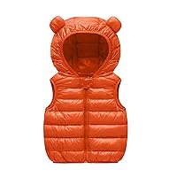 Boys Winter Coat Baby Girls Solid Hooded Vest Winter Jacket Toddler Lightweight Sleeveless Zipper Up outerwear