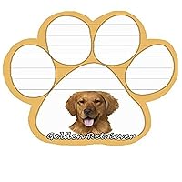 Golden Retriever Notepad With Unique Die Cut Paw Shaped Sticky Notes 50 Sheets Measuring 5 by 4.7 Inches Convenient Functional Everyday Item Great Gift For Golden Retriever Lovers and Owners