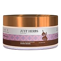 Just Herbs Anti Hairfall Natural Hair Mask with Castor & Black Onion Seed for Dandruff, Boosts Hair Growth & Hair Spa - Suitable for Color Treated & All Hair Types - 200gm