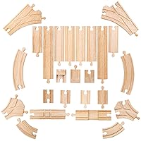 Bigjigs Rail Low Level Track Expansion - 25 Piece Set - Other Major Wooden Rail Brands are Compatible
