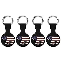 American Flag Bear Soft Silicone Case for AirTag Holder Protective Cover with Keychain Key Ring Accessories