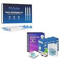 MySmile Teeth Whitening Gel Pen Refill Pack, 3 Non-Sensitive Teeth Whitening Pen Coconut Oil Infused Woven Dental Floss Waxed for Adults, Cool Mint, 50 Yards x 4