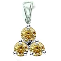 2.52 ct VS1 Silver Plated Round Solitaire Real Moissanite Orange Yellow Pendant