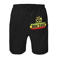 Rasta Logo Board Shorts Mens Quick Dry Board Trunks with Pockets Mesh Lining Swim Trunks