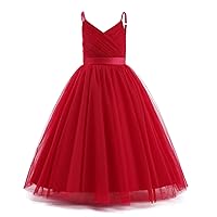 Flower Girl Dresses for Wedding Long a line wthie Pageant Dress Strap Tulle