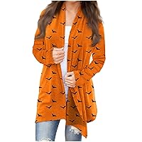 Womens Halloween Cardigan 2023 Funny Plus Size Casual Long Sleeve Horror Graphic Lightweight Cardigans