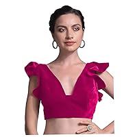 Women's Readymade Velvet Blouse For Sarees Indian Bollywood Designer Padded Stitched Choli Crop Top