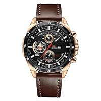 Men's Sports Watch, Leather Belt Business Calendar Student Waterproof Watch Casual Quartz Wrist Watch