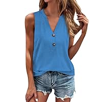 Work Blouses for Women Fashion 2024, Women's Shirt Blouse Button Sleeveless Casual Basic Top Pullover, S, 3XL