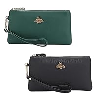 (Bundle of 2 Sets) Green Women's Wristlet Clutch Purse and Black one