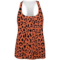 Orange Cheetah Print All Over Womens Racerback Tank Top