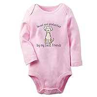 Babies Loved and Protected By Dogs Funny Rompers Newborn Baby Bodysuits Infant Jumpsuits Kids Long One-Piece Outfits