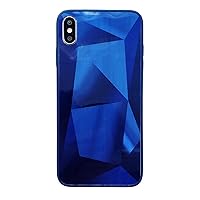 for iPhone 12 11 Pro Max Mini Creative Rhombic Pattern Mirror Acrylic Phone Case Slim Durable Full Body Shockproof Cover Blue