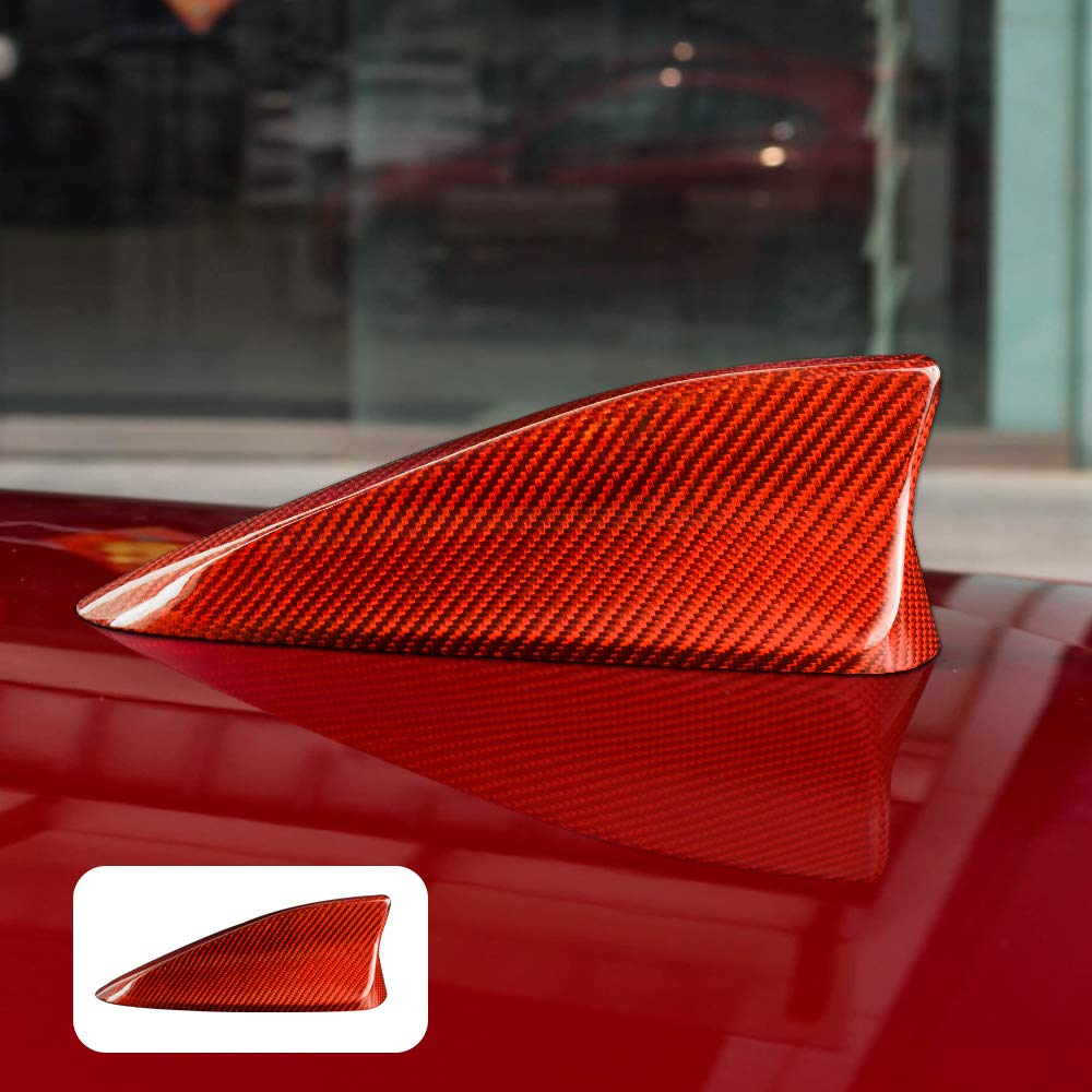 AIRSPEED Red Carbon Fiber Car Shark Fin Antenna Cover Radio Signal Base for Mazda 3 Axela CX-3 CX-4 CX-5 CX-8 Accessories (with Flat Curve)