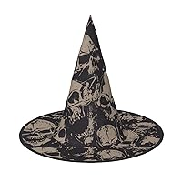 MQGMZ Mqgmzcool Skull Graphics Print Enchantingly Halloween Witch Hat Cute Foldable Pointed Novelty Witch Hat Kids Adults