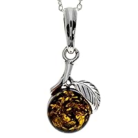 Genuine Green Baltic Amber & Sterling Silver Pendant without Chain - 1671G