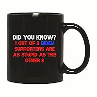 Gift for Biden Hater 3 Out of 3 Supporters as Stupid Anti Biden Humor 11oz 15oz Black Coffee Mug