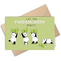 Panda Birthday Greeting Card Cartoon Greeting Cards Anime Invitation Cards Blank Inside with Envelopes for Kids Boy Girl 8 x 5.3 inch (20x13.5cm) (Lift Bamboo)
