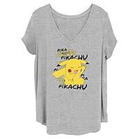 Pokemon Women's Pikachu Cracks a Joke Junior's Plus Short Sleeve Tee Shirt