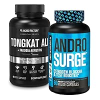 Jacked Factory Androsurge Estrogen Blocker & Testosterone Booster for Men (60 Capsules) & Indonesian Tongkat Ali + Fadogia Agrestis - 200:1 Extract (60 Capsules) for Vitality, Energy, & Strength