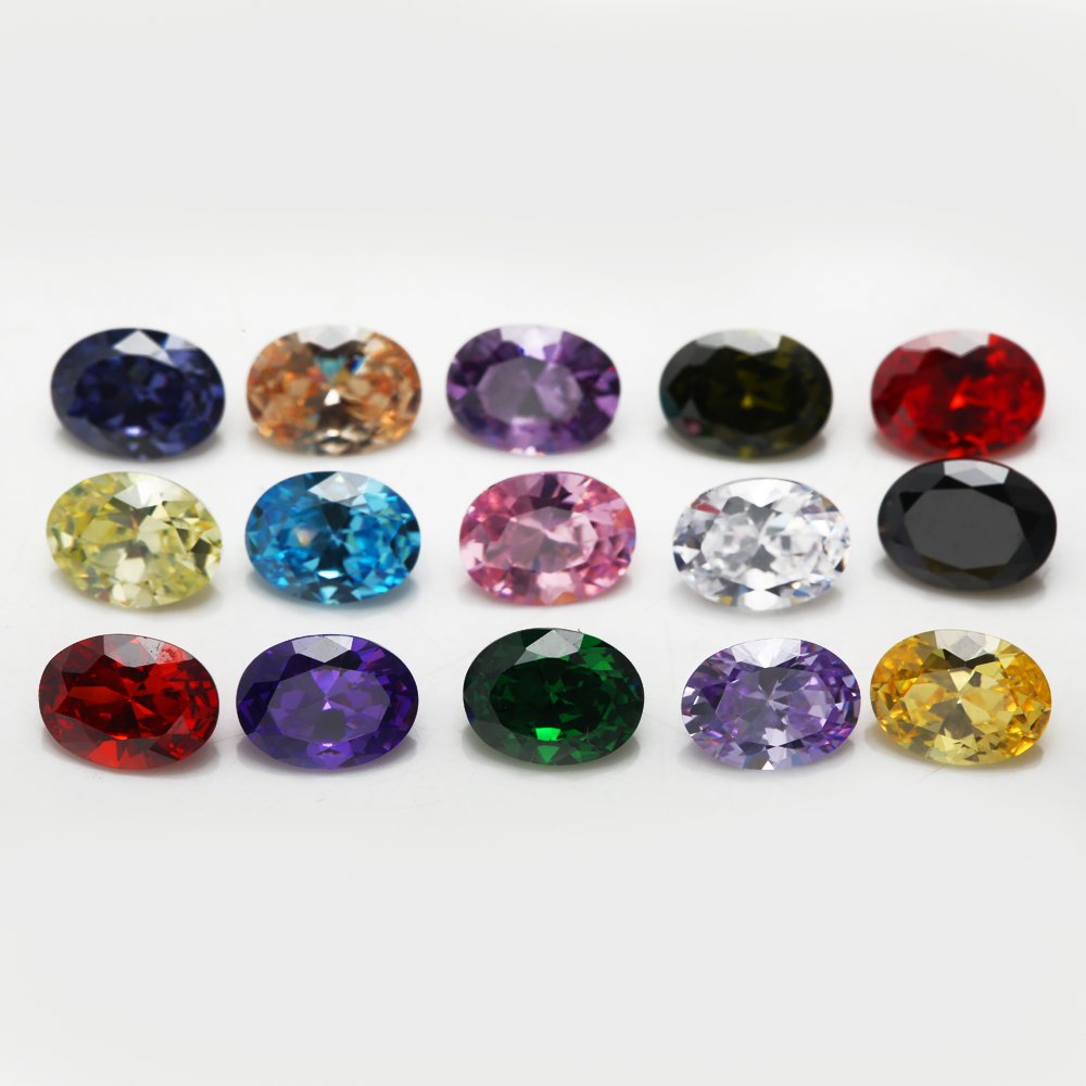 JINGANGZUO 5x7mm Oval Shape Cubic Zirconia Stone Loose CZ Stones for Jewelry Making (1pcs Per Colors,Mix 15 Color,Total 15pcs)