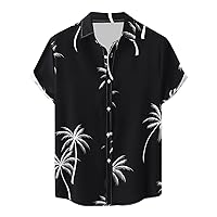 Mens Short Sleeve Button Down Shirts 2023 Fashion Tropical Printed Turndown Collar Loose-Fit Casual Hawaiian Shirts