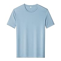 Men's Round Neck Short Sleeve Casual Solid Color Muscle Henley T Shirt Tops Lightweight Workout Gym Sweat Tee