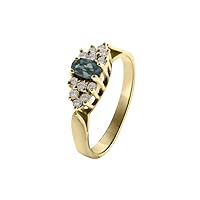 Alexandrite Ring Natural Color Changing Brazllian Alexandrite Diamond Ring in 14k Gold