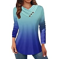 Tshirt Shirts for Women Fashion Work Blouses Classic Ladies Dressy Tops Tops for Women Casual Fall Women's Business Casual Clothing(4-Blue,Large)