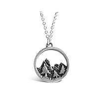 Rosa Vila Forest Necklace, Tree And Mountain Jewelry For Women, Outdoor Enthusiast Gifts, For Birthdays, Holidays, And More 19” Chain