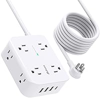 15FT Power Strip Surge Protector - 8 Outlets and 4 USB Ports, Heavy-Duty Braided Extension Cord, Flat Plug, 15A Circuit Breaker, Charging Station Overload Protection (15 FT, White)