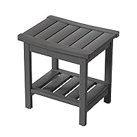 Zoopolyn HDPE Shower Bench Seat Small Poly Shower Bath Stool Chair for Inside Shower Waterproof with Storage Shelf for Bathroom Indoor Outdoor Use Grey
